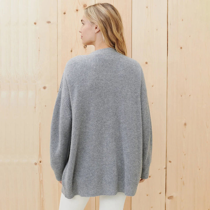 Oversized Cashmere Knit Cardigan — cardigan for women in uncolored stone