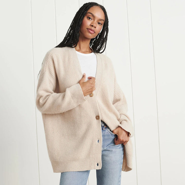 Oversized Cashmere Knit Cardigan — cardigan for women in oatmeal