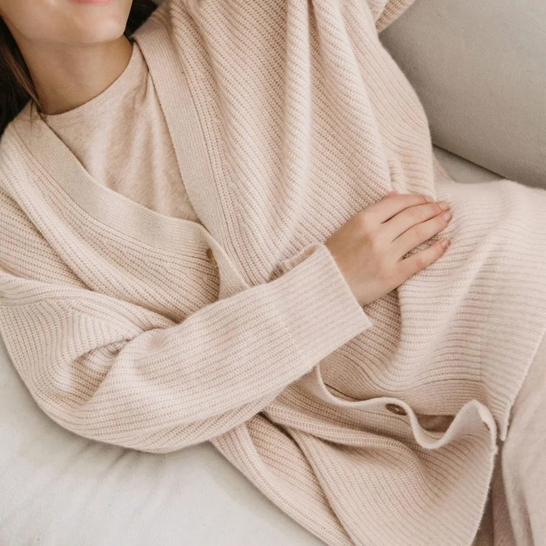 Oversized Cashmere Knit Cardigan — cardigan for women in camel