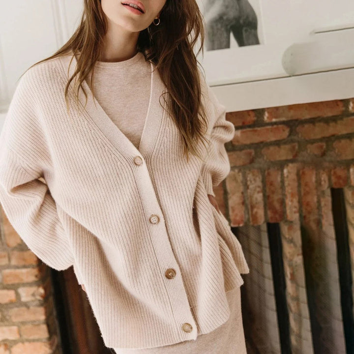 Oversized Cashmere Knit Cardigan — cardigan for women in heather grey