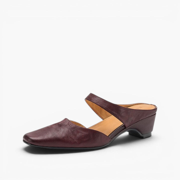 Square Toe Leather Mules — women's mules in soft oat