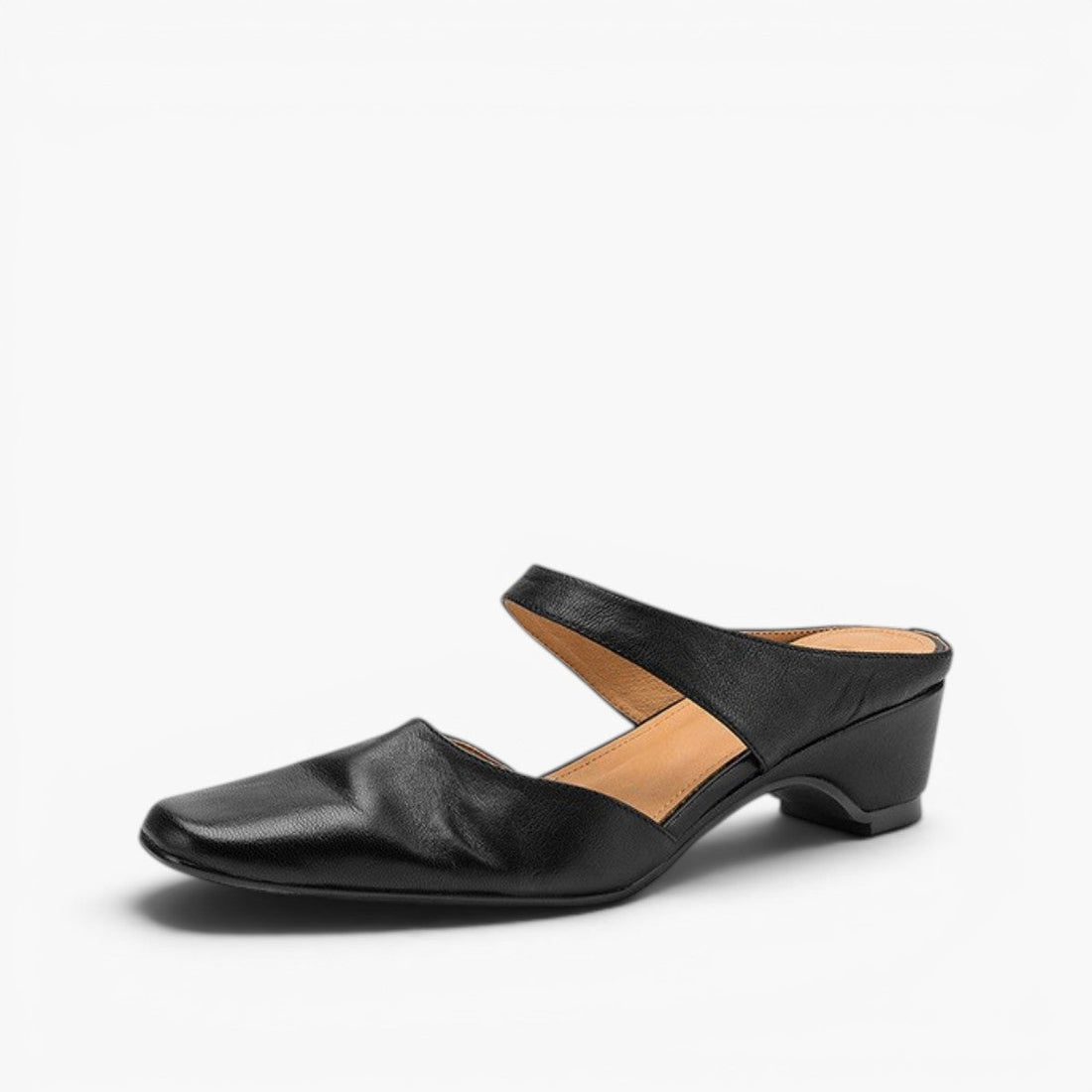 Square Toe Leather Mules — women's mules in soft oat