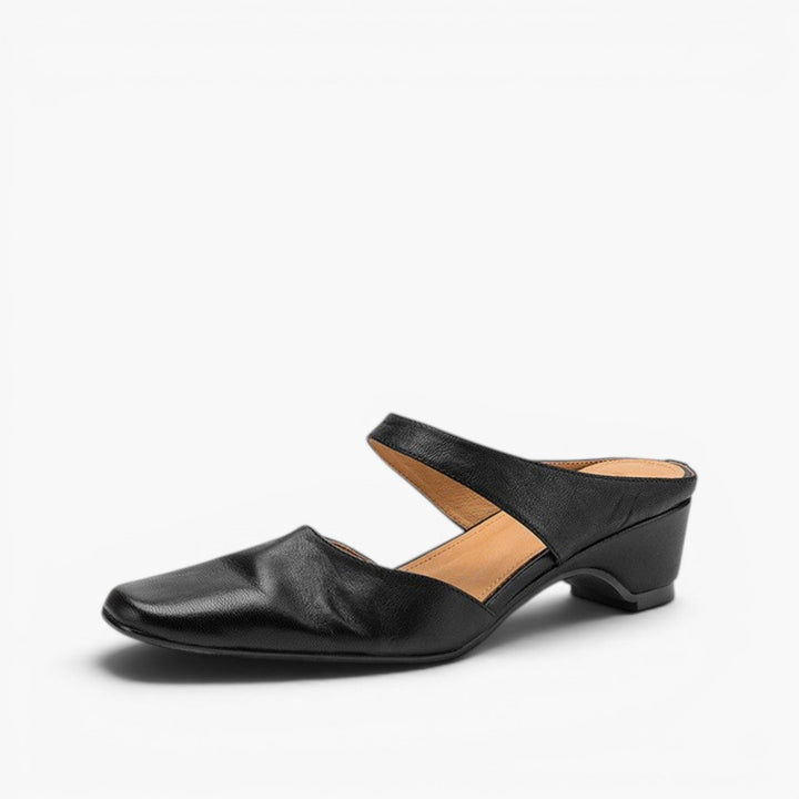 Square Toe Leather Mules — women's mules in soft oat