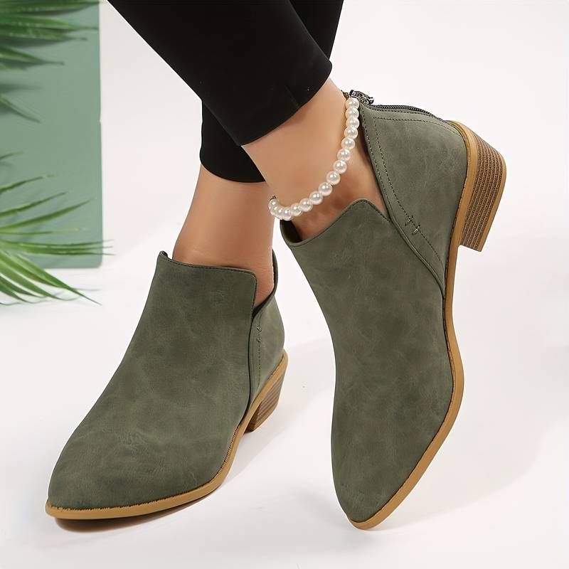 Cut Out Flat Ankle Boots — ankle boots for women in beige