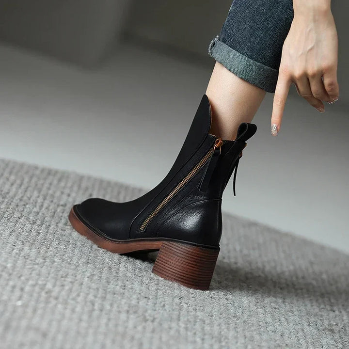 Ophelie | Leather Ankle Boots for Women - angled view