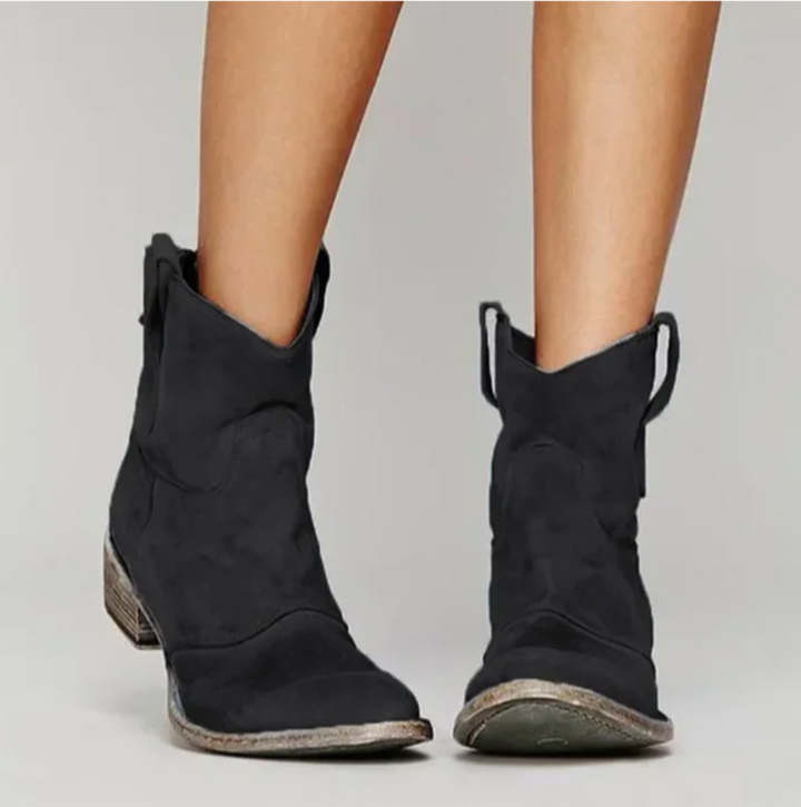 Suede Western Ankle Boots — ankle boots for women in gray