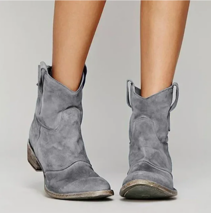 Suede Western Ankle Boots — ankle boots for women in rosa