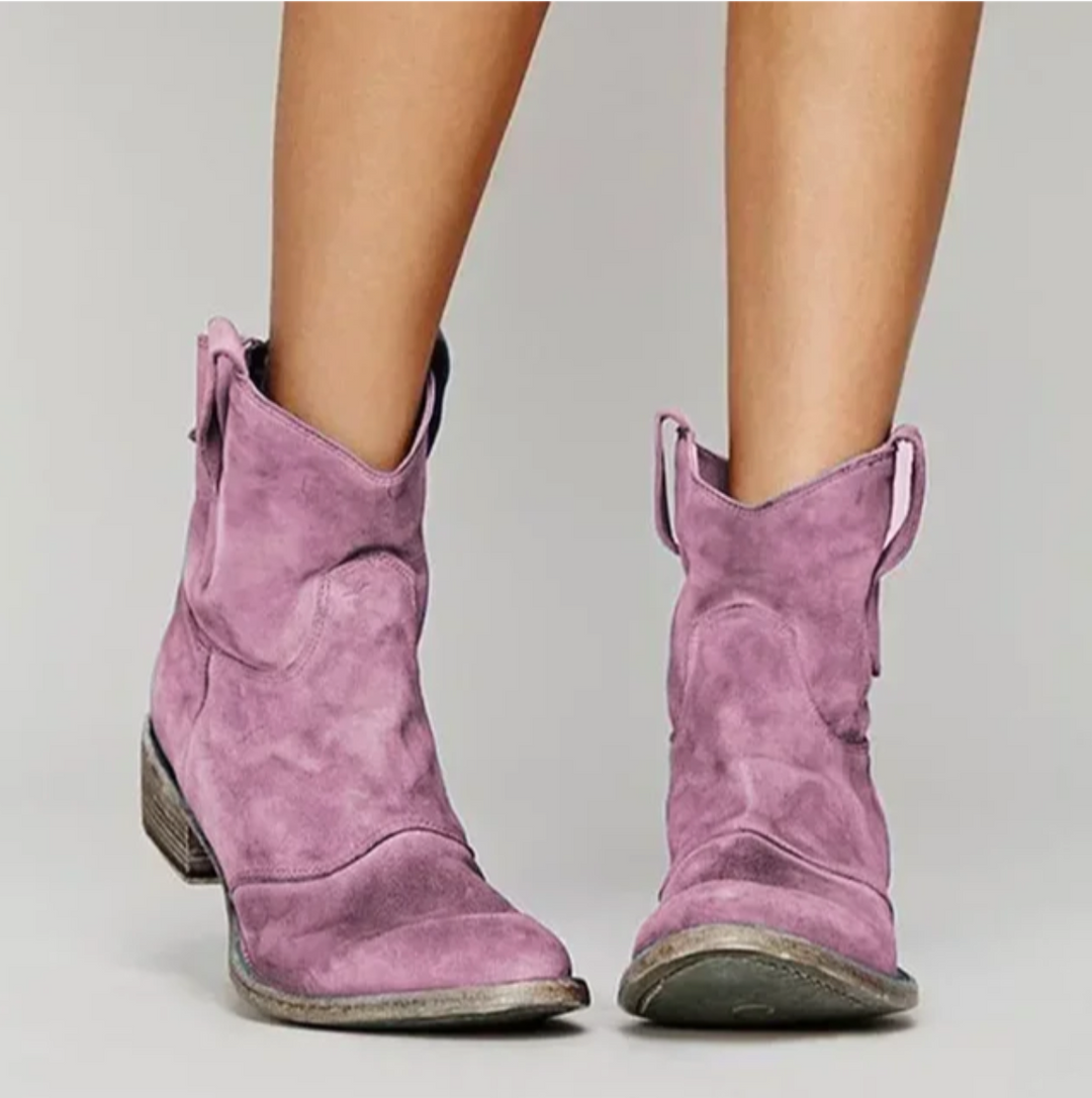 Suede Western Ankle Boots — ankle boots for women in brown
