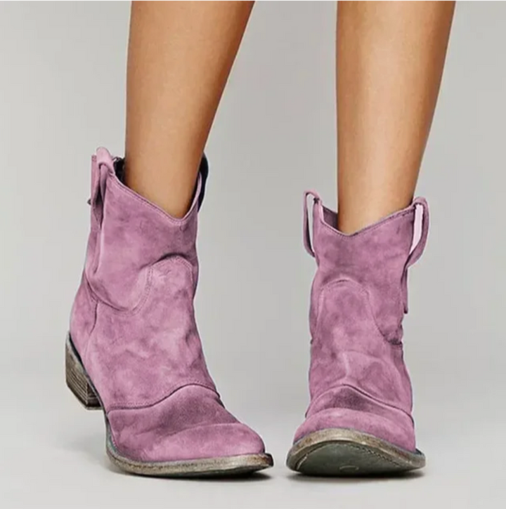 Suede Western Ankle Boots — ankle boots for women in brown