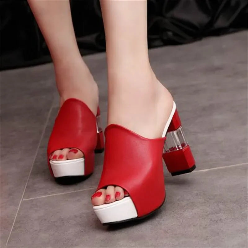 Elegant Heeled Mules — women's mules in red