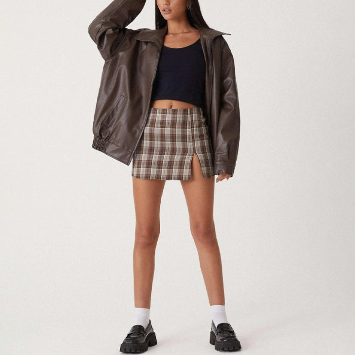 Relaxed Faux Leather Bomber Jacket for women - view 2