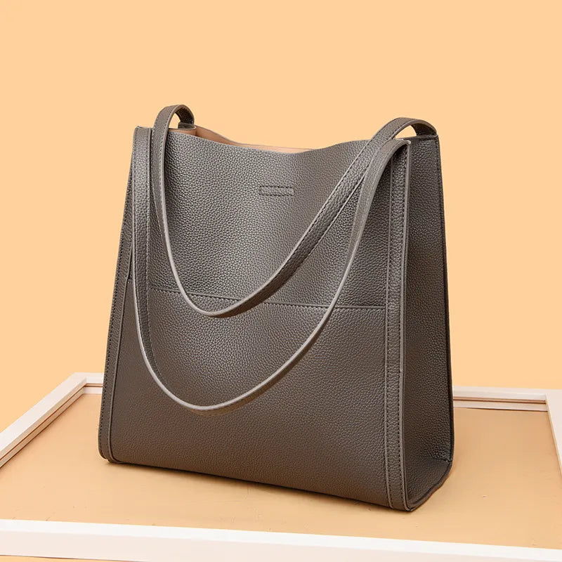Sixtine | Leather Tote Bag for Women - worn view