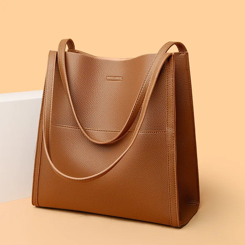 Sixtine | Leather Tote Bag for Women - angled view