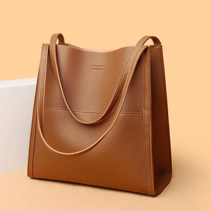 Sixtine | Leather Tote Bag for Women - angled view