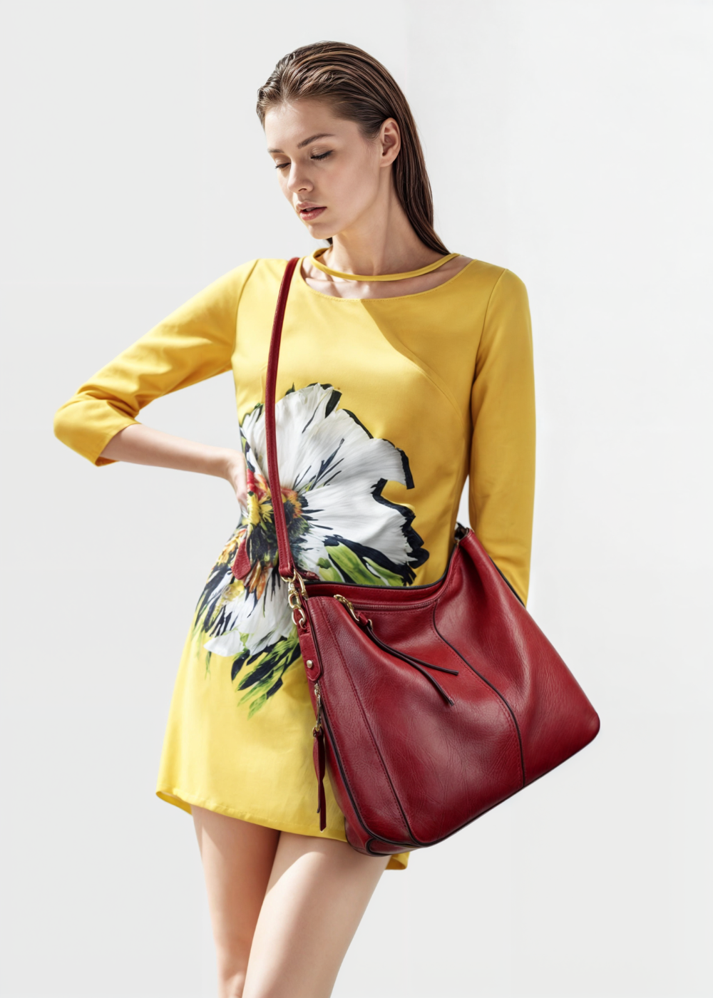Rosemonde | Leather Hobo Shoulder Bag for Women - alternate view