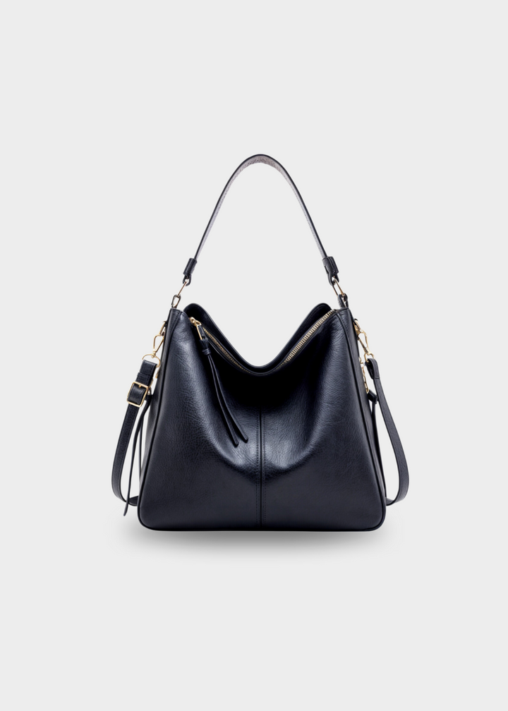 Rosemonde | Leather Hobo Shoulder Bag for Women - angled view