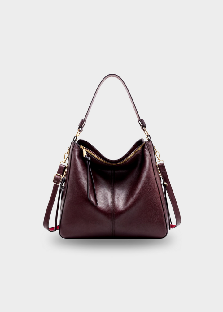 Rosemonde | Leather Hobo Shoulder Bag for Women - worn view