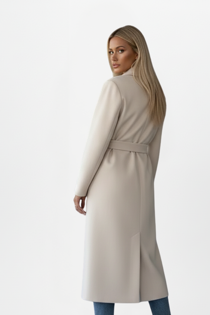 Belted Double Breasted Wool Coat — coat for women in black