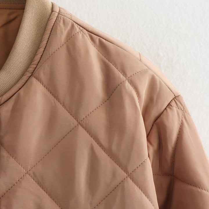 Gaëlle Quilted Bomber Jacket Cropped Stand Collar for Women, view 3