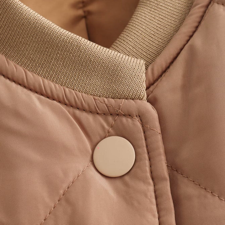 Gaëlle Quilted Bomber Jacket Cropped Stand Collar for Women, view 4