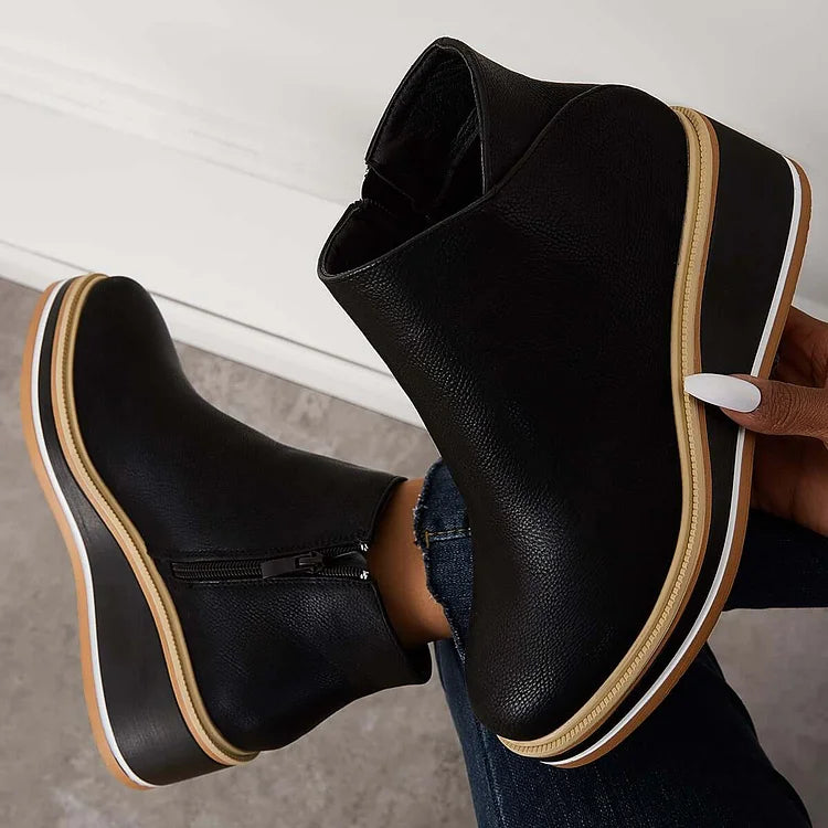 Thomasine | Platform Wedge Ankle Boots for Women - back view