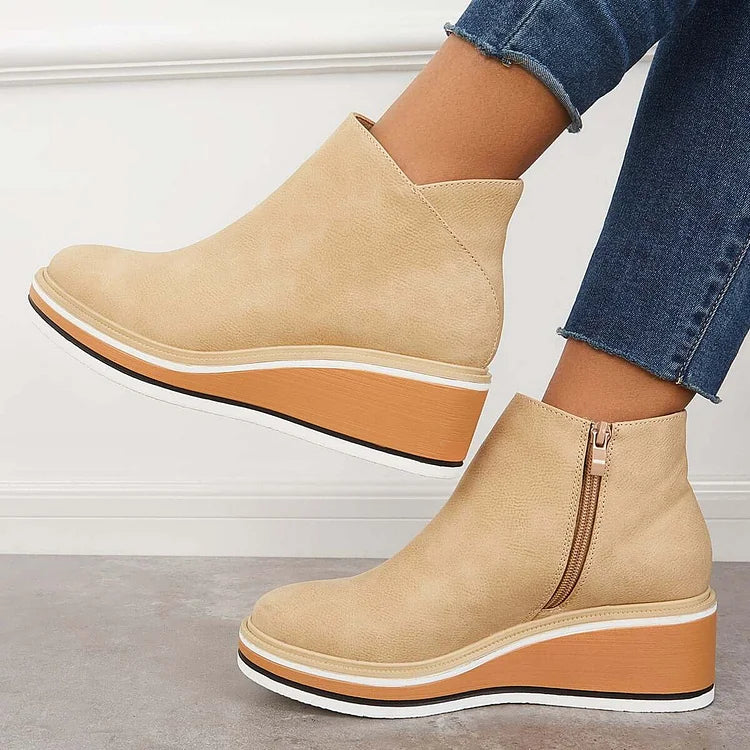 Thomasine | Platform Wedge Ankle Boots for Women - styling detail