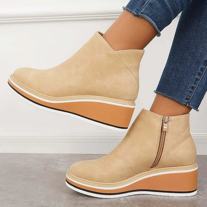 Thomasine | Platform Wedge Ankle Boots for Women - styling detail