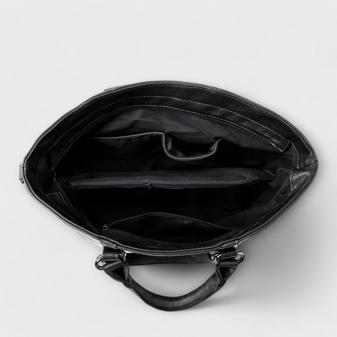 Ghislaine | Brown Shoulder Tote Bag for Women - worn view