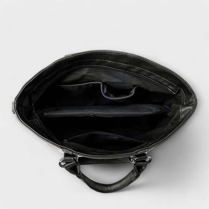 Ghislaine | Brown Shoulder Tote Bag for Women - worn view