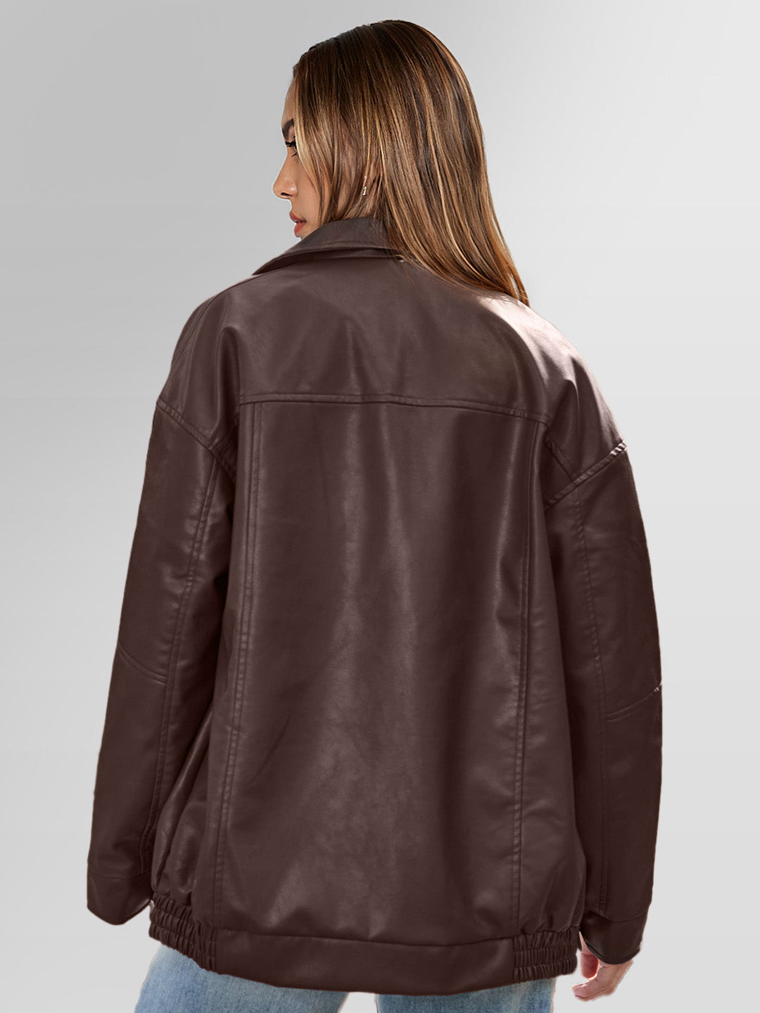 Elegant Oversized Leather Jacket for women - view 4