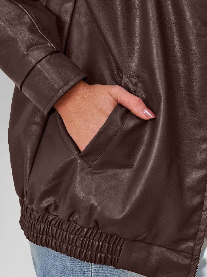 Elegant Oversized Leather Jacket for women - view 5