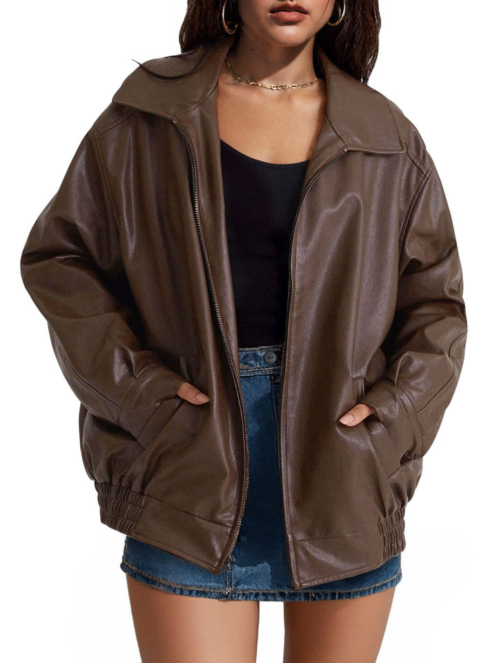 Elegant Oversized Leather Jacket for women - view 6