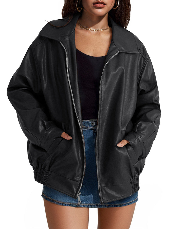 Elegant Oversized Leather Jacket for women - view 7
