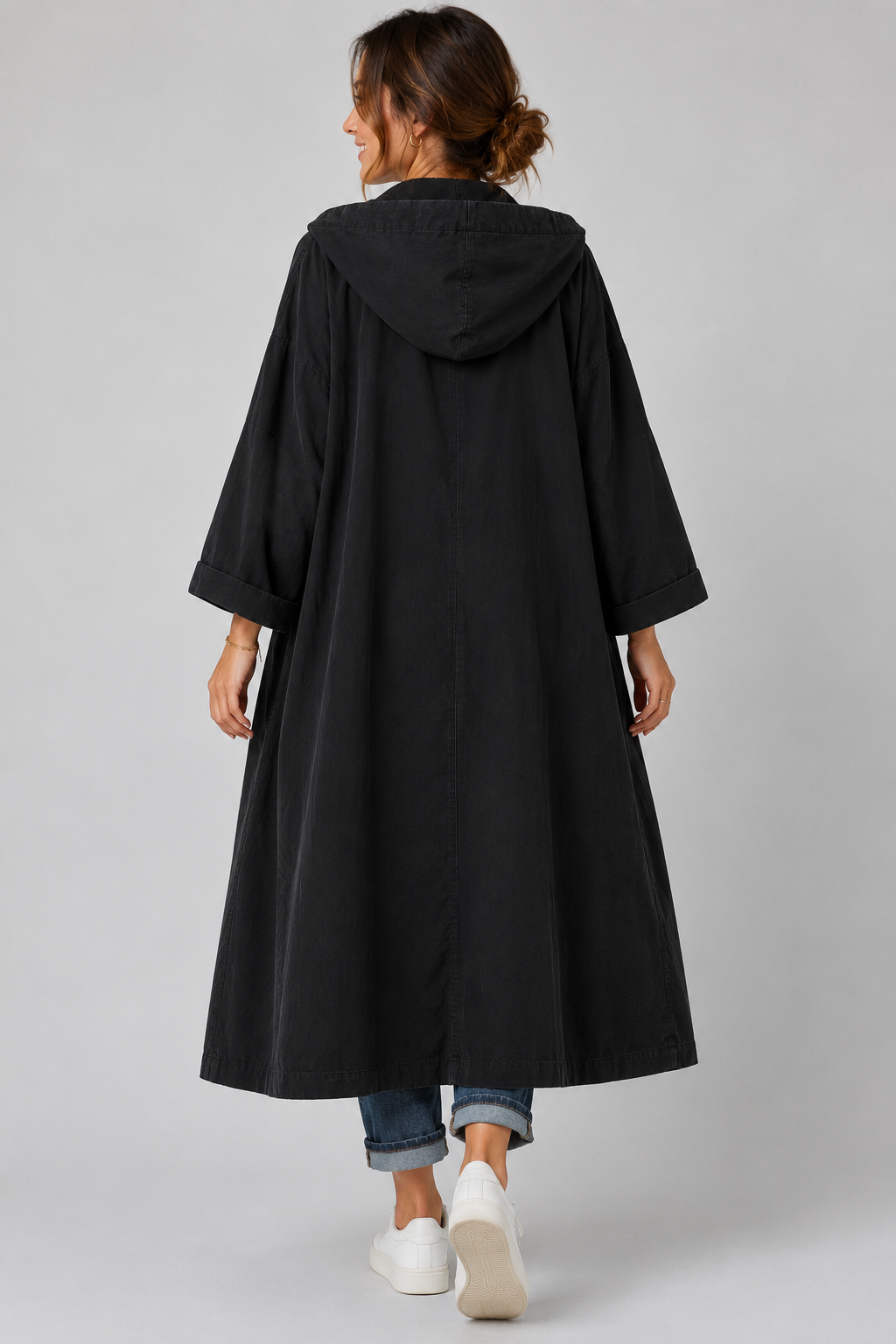 Ermeline Long Waterproof Trench Coat Hooded Belted for Women, view 6