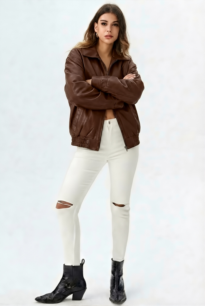 Relaxed Oversized Faux Leather Jacket for women - view 11