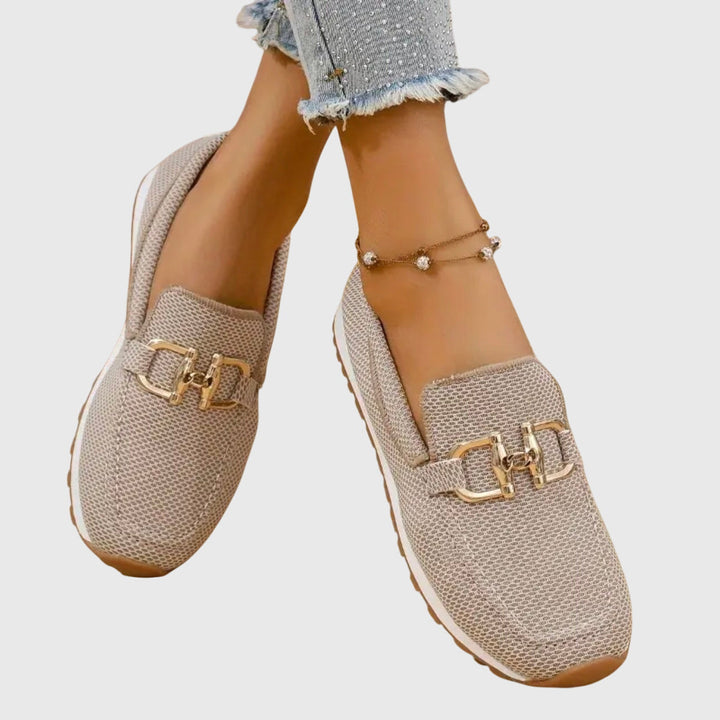 Soft Knit Slip On Loafers — women's loafers in beige