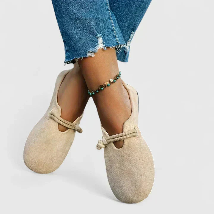Soft Suede Ballet Flats — women's loafers in beige