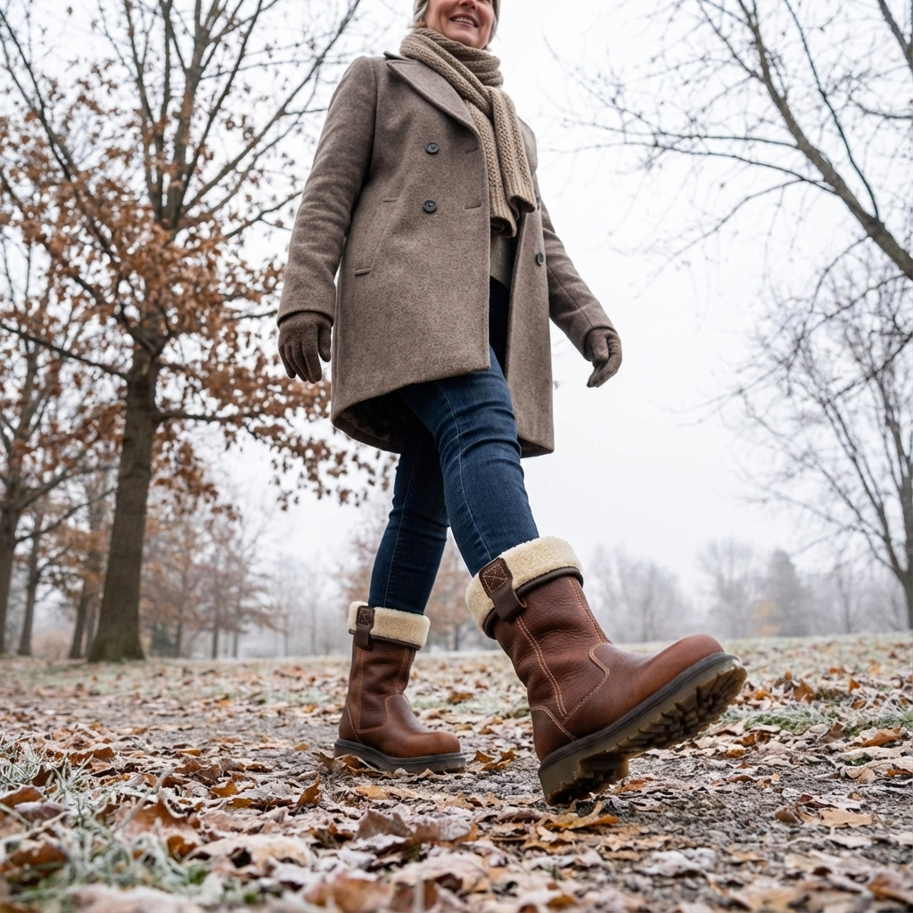 Armelle | Shearling Cuff Ankle Boots for Women - side view