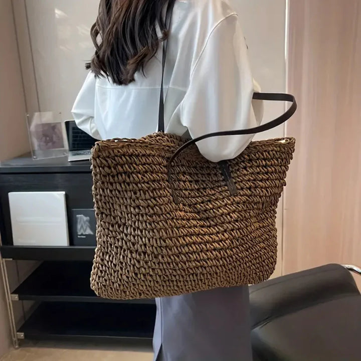 Tiphaine | Woven Tote Bag for Women - angled view