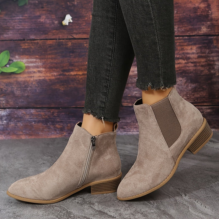 Flat Suede Ankle Boots — ankle boots for women in beige
