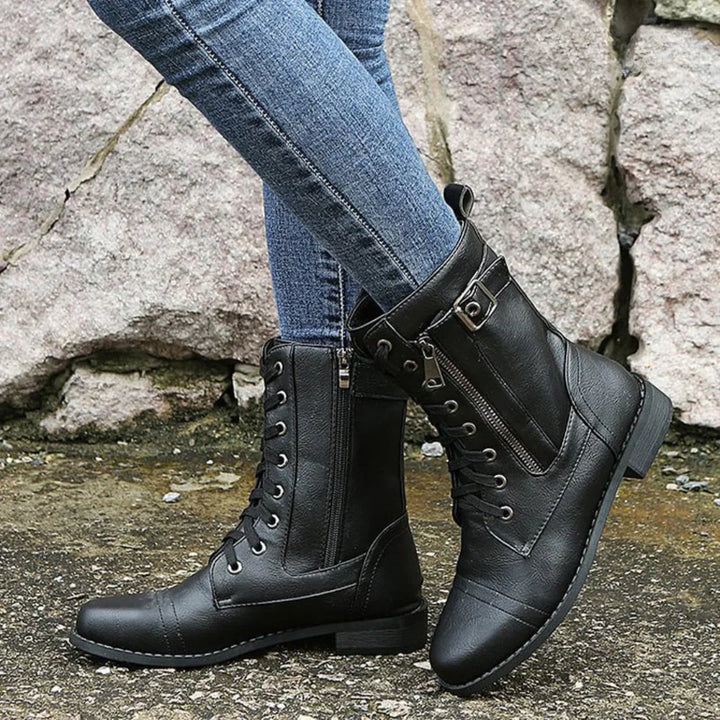 Nolwenn | Lace Up Combat Boots for Women - side view