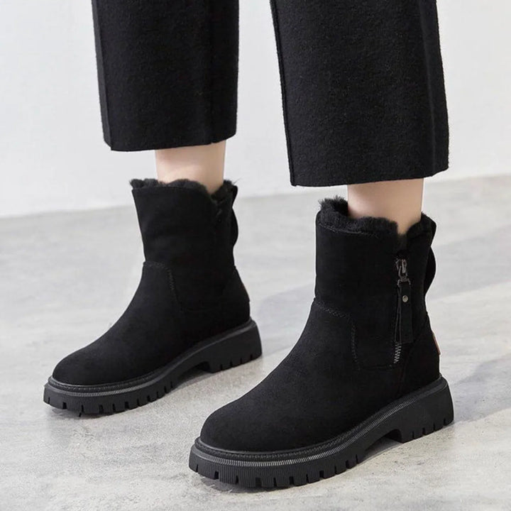 Fur Lined Winter Ankle Boots — winter boots for women in black