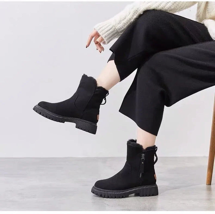 Fur Lined Winter Ankle Boots — winter boots for women in black