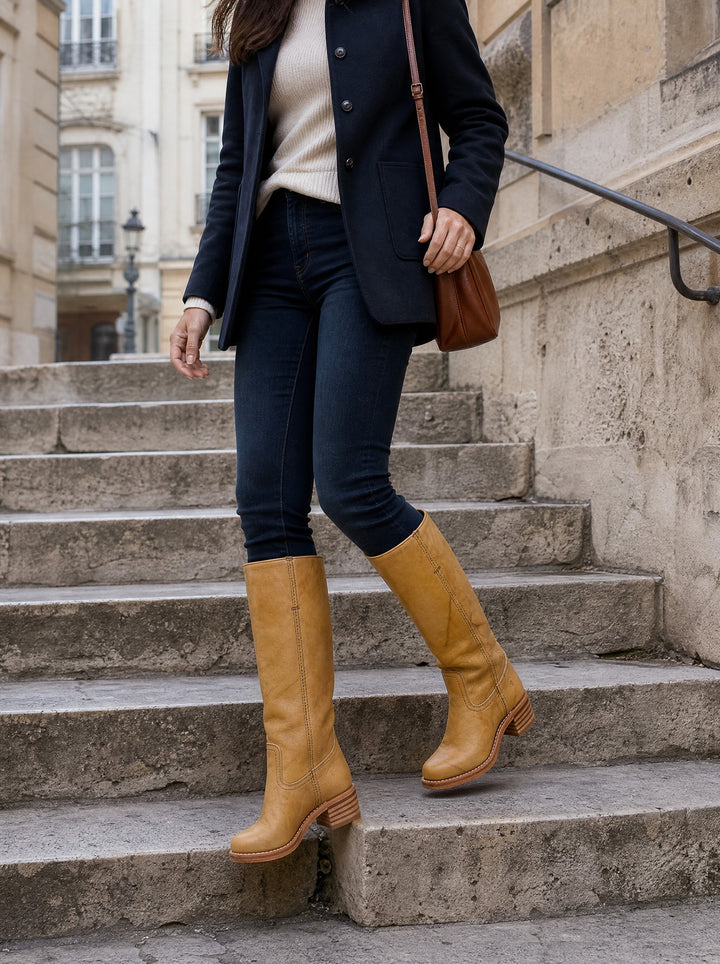 Bronwyn | Block Heel Leather Riding Boots for Women
