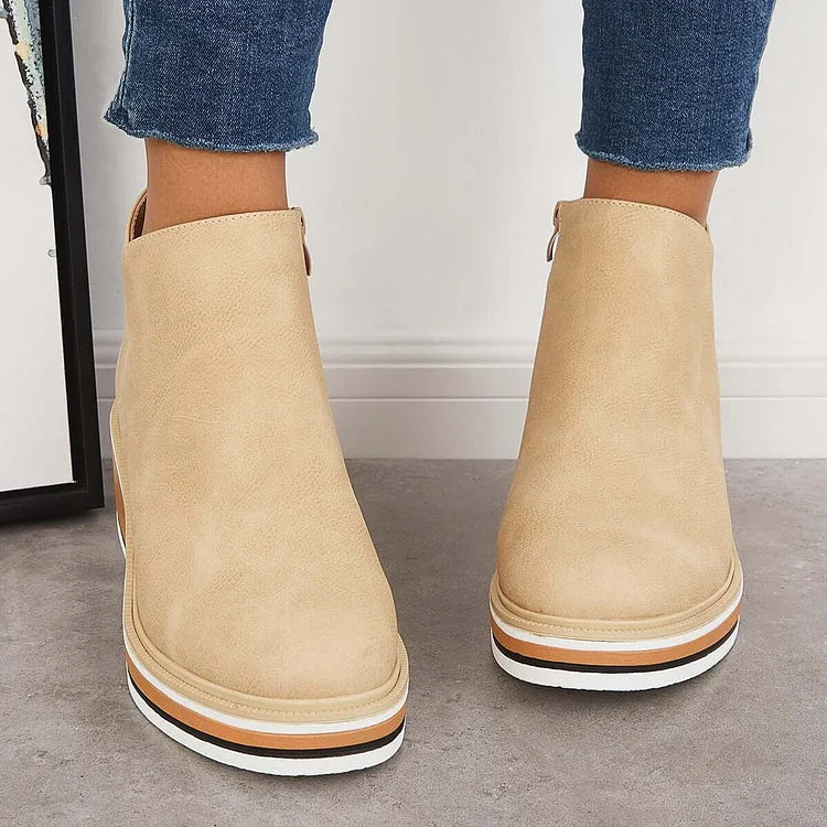 Thomasine | Platform Wedge Ankle Boots for Women - worn view