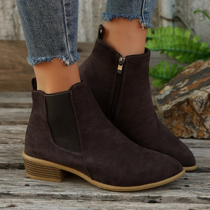 Flat Suede Ankle Boots — ankle boots for women in coffee brown