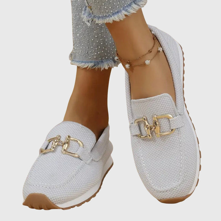 Soft Knit Slip On Loafers — women's loafers in white