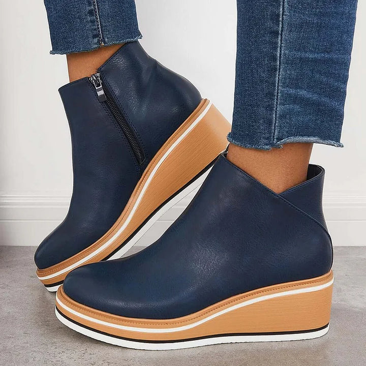 Thomasine | Platform Wedge Ankle Boots for Women - front view