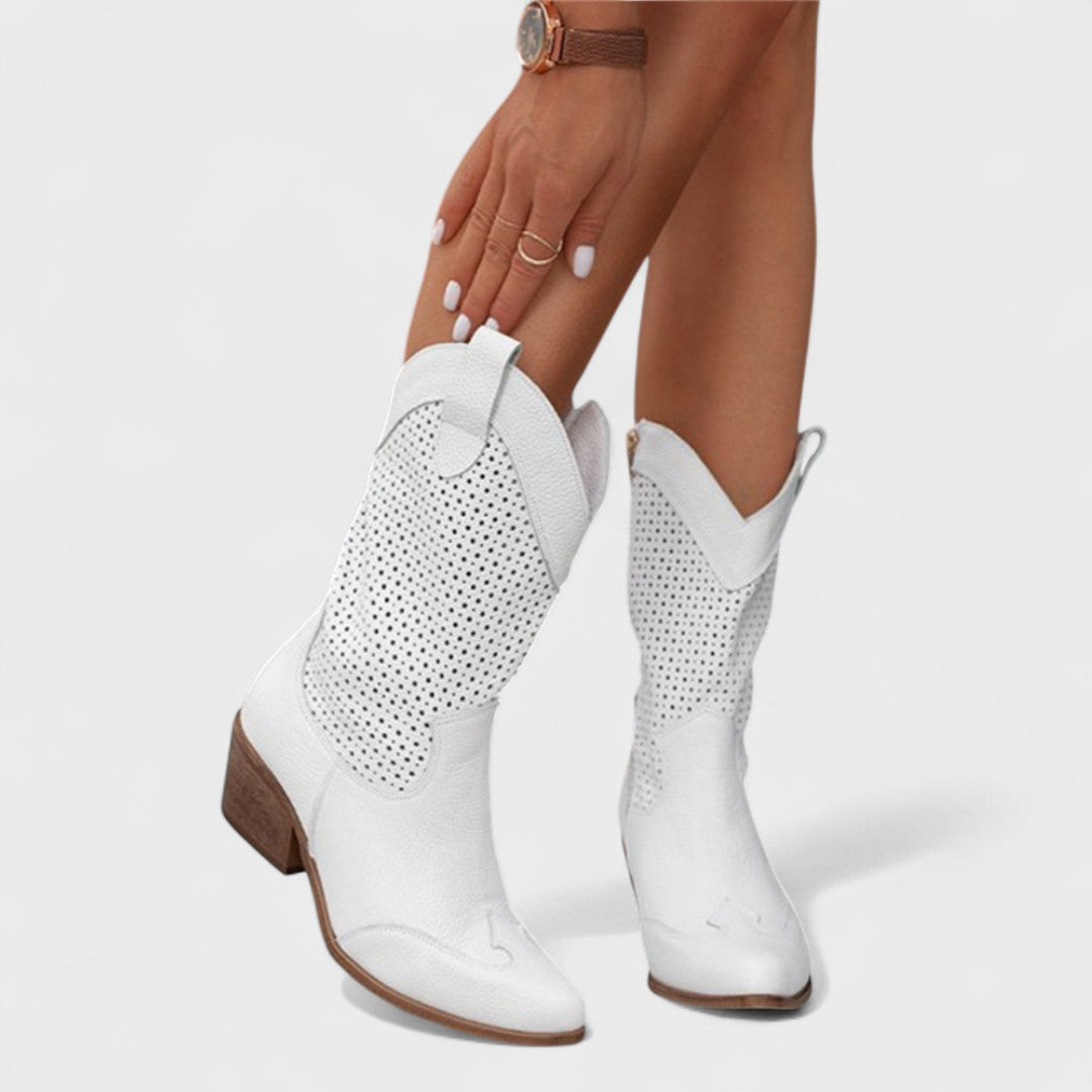 Perforated Western Cowboy Boots — cowboy boots for women in black