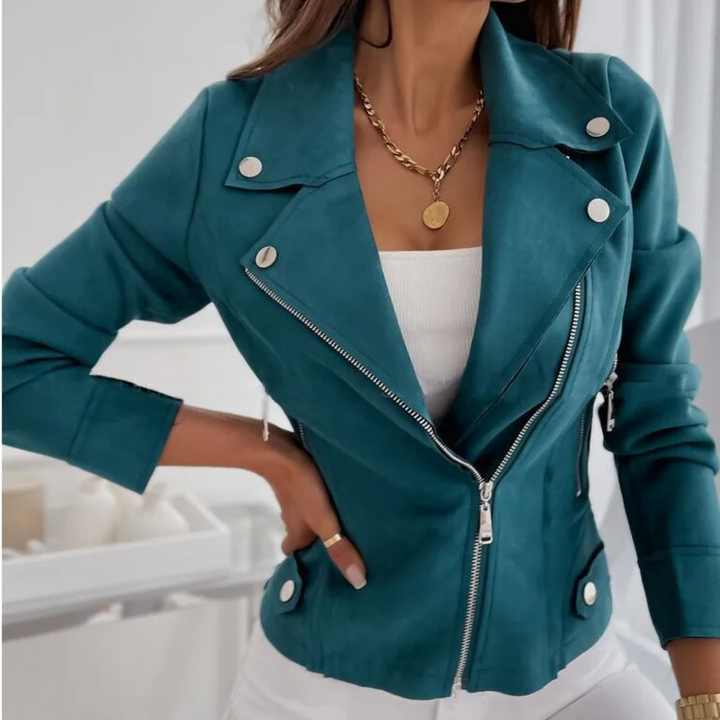 Clara | Chic Faux Suede Moto Jacket for Women